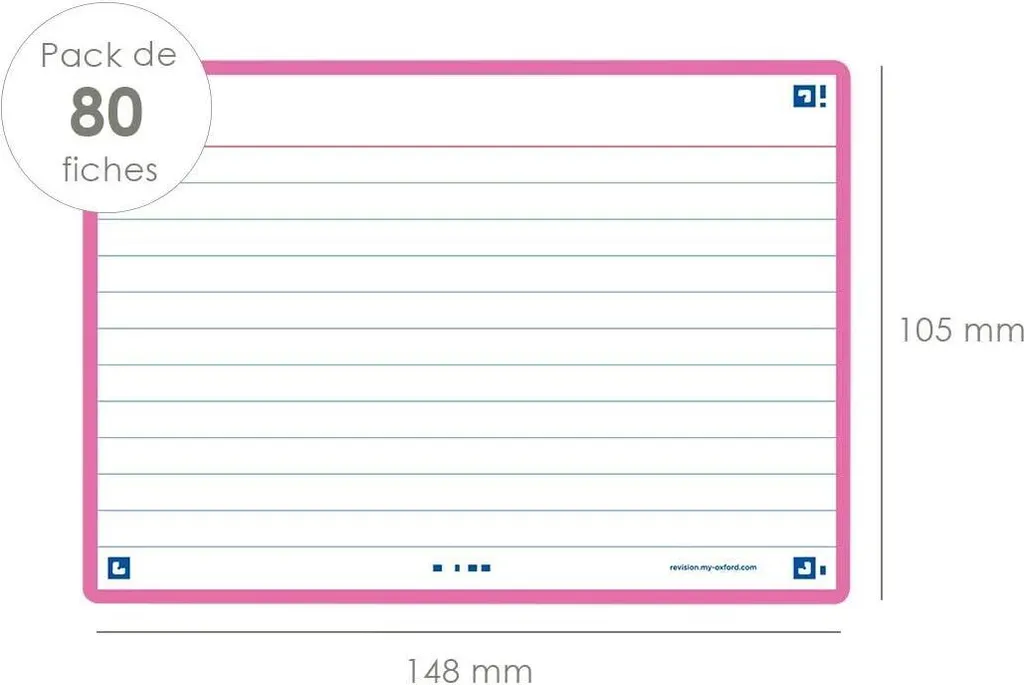 Oxford 400133917 Fiches Flash 2.0 Fuchsia 105 x 148 mm pour Flashcards