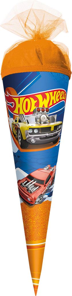 ROTH Geschenk-Schultüte klein Hot Wheels 35 cm rund Tüllverschluss Zuckertüte Schulanfang