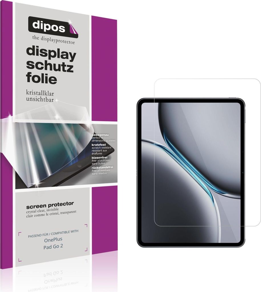 2x Schutzfolie für OnePlus Pad Go 2 klar Displayschutzfolie Folie Display Schutz dipos