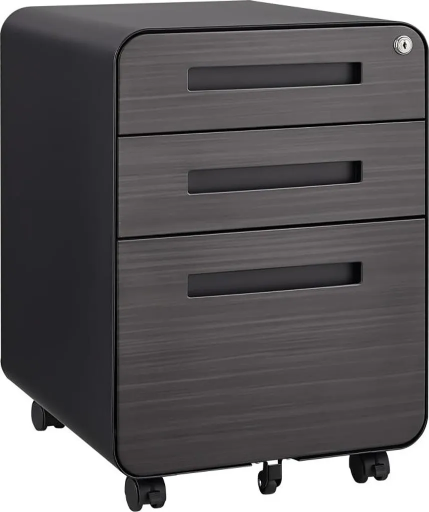 Armoire de classement métallique à 3 tiroirs et caisson de bureau mobile