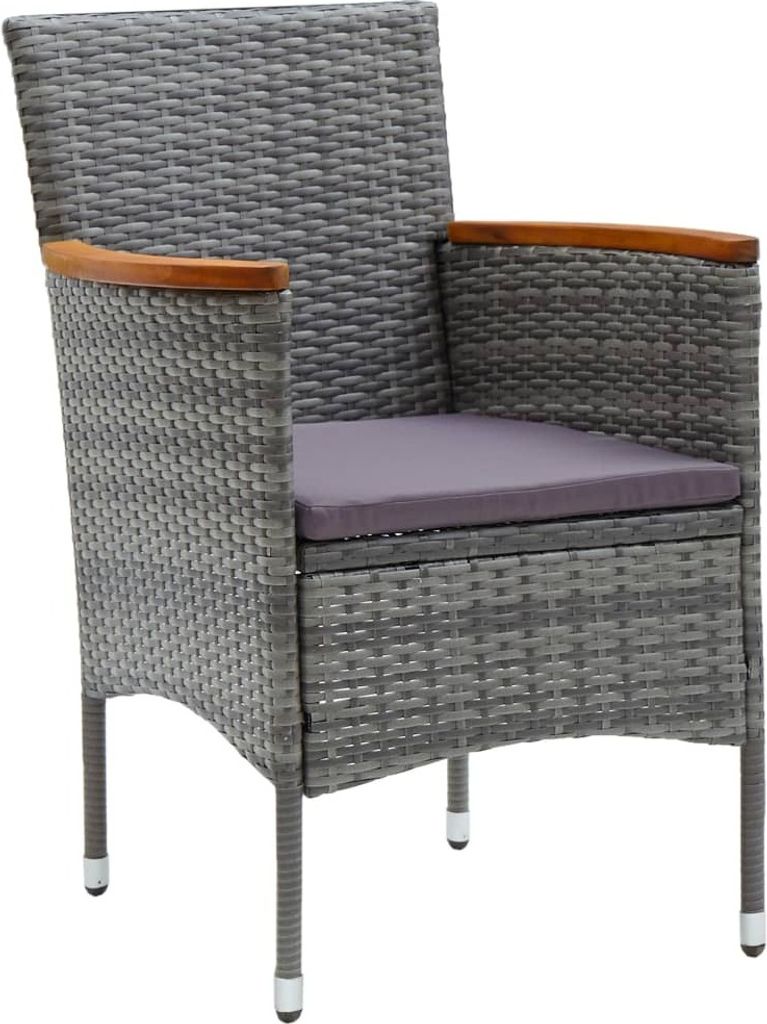 vidaXL Sedie da pranzo da giardino 4 pz. Poli Rattan Grigio Immagine del prodotto 