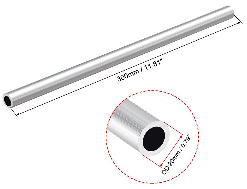 6063 Aluminium Rohr 300mm L?nge Aluplatte Rundrohre, Aluminium Rundrohr 20mm Au?endurchmesser Aluprofil Rohre, Alurohr 14mm Innendurchmesser Alumin...