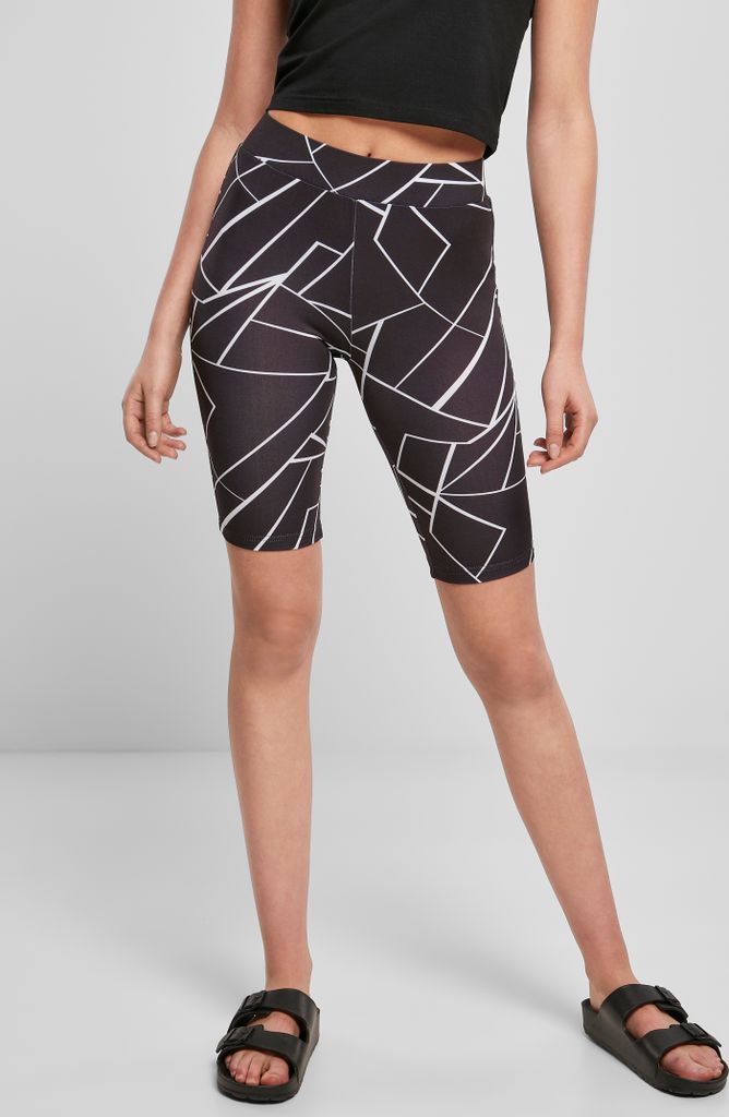 Urban Classics TB4346A | Ladies AOP Cycle Shorts 2-Pack Radlerhosen für Damen - Farbe: geometric black+black - Größe: 4XL