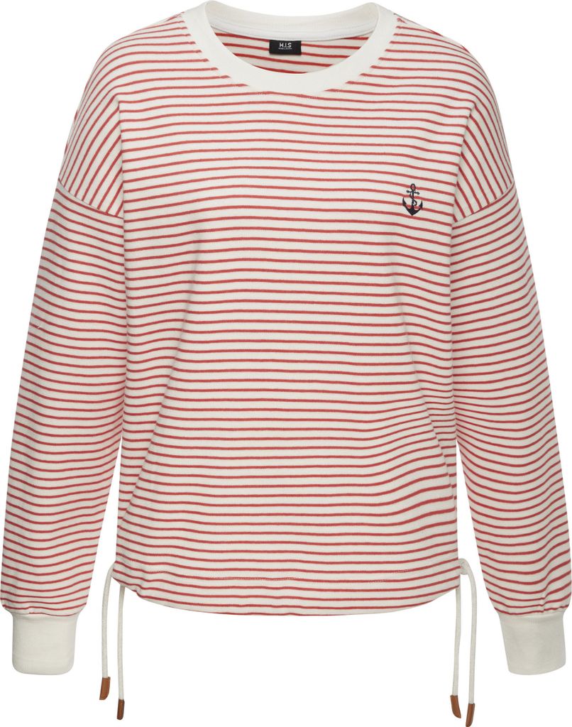 H.I.S. Sweatshirt rot-offwhite Größe 36/38
