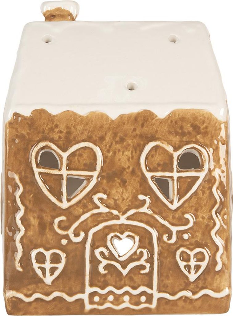 Clayre & Eef Teelichthalter Haus 12x7x16 cm Braun Keramik