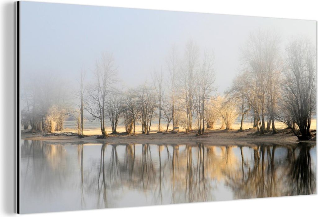 MuchoWow Wanddekoration Metall Metallbild Wandkunst 80x40 cm Wasser - Bäume - Natur - Landschaft MuchoWow Aluminium Gemälde - Wanddekoration - Al...