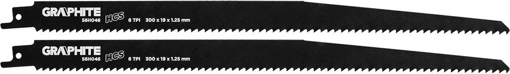 GRAPHITE Säbelsägeblätter HCS, 300 x 19 x 1.25 mm, 6TPI, 2 Stück