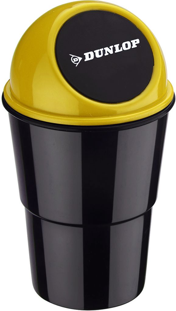 Mini MÜLLEIMER für Auto Push-Deckel DUNLOP 400ml Automülleimer PKW KFZ Abfalleimer Tischabfalleimer Mülltonne Getränkehalter 74 (Gelb)