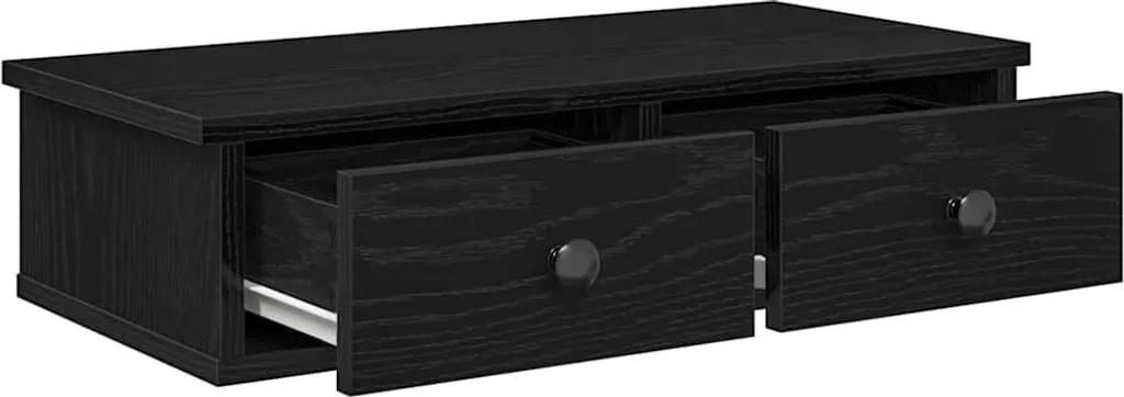 Scaffalatura a Parete vidaXL Nera 60cm - Mobile con Cassetti Pratico - 7