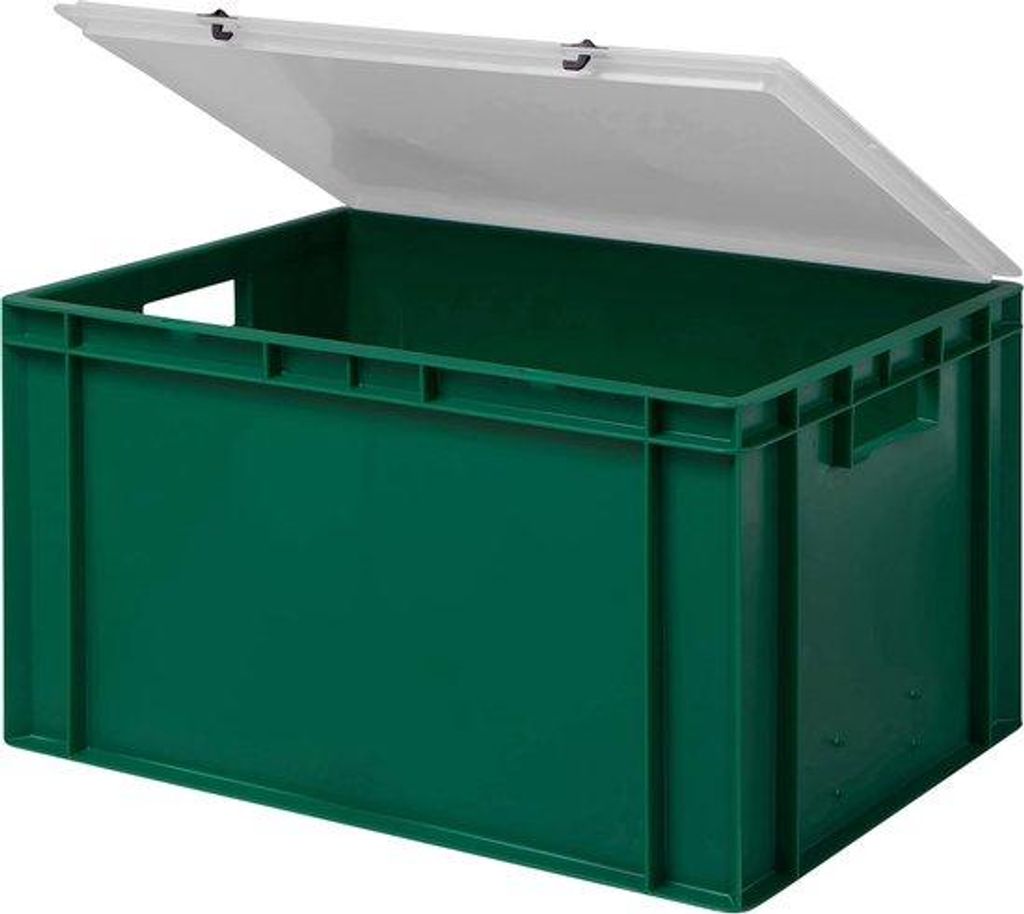 Kunststoffbox grün 60x40x33cm transparentes Deckel
