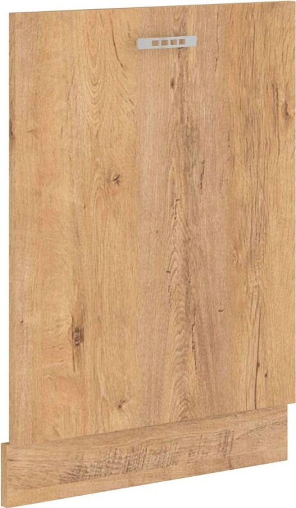 A wooden door for a built-in dishwasher.