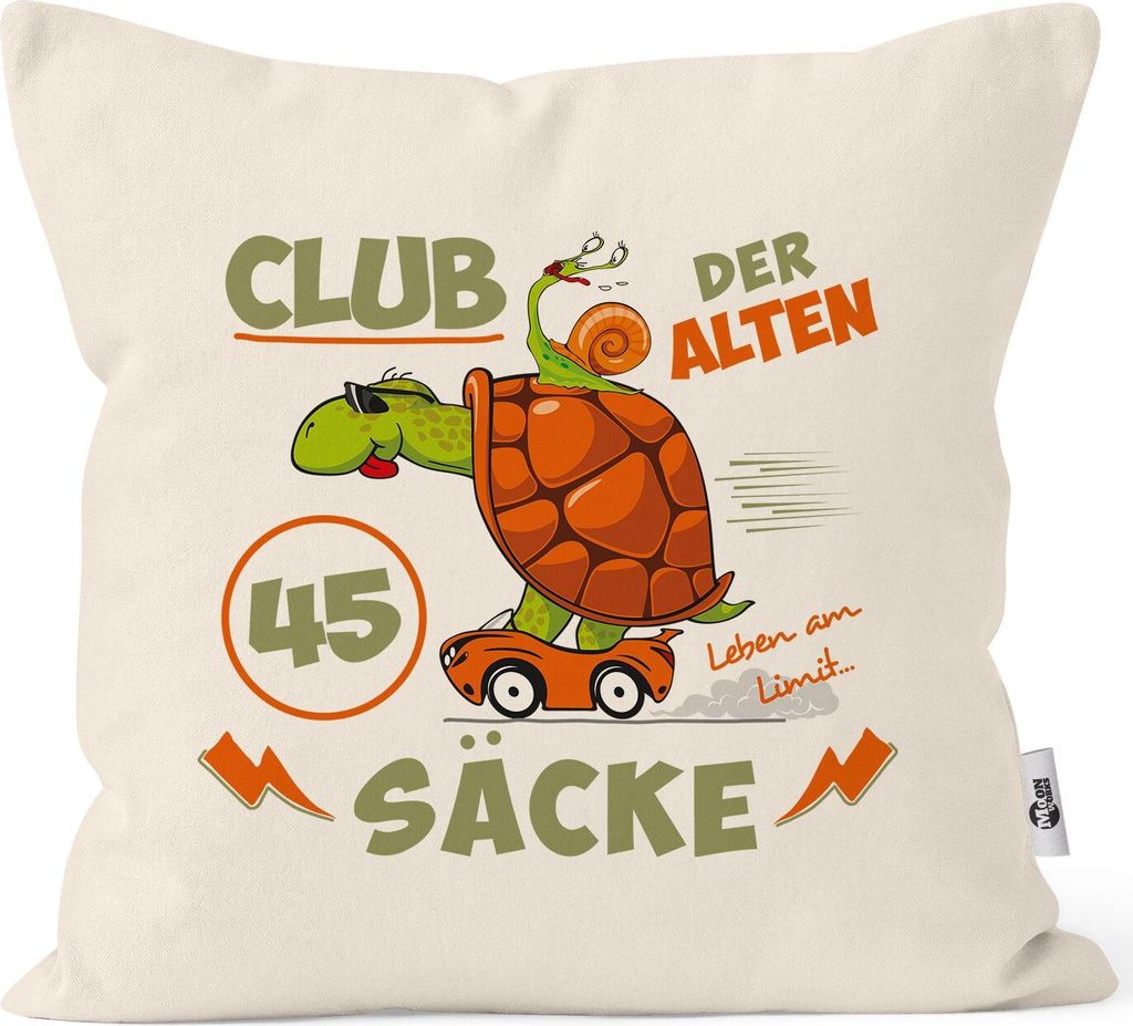 Kissen-Bezug witziges ironisches Geschenk für Männer zum 30, 35, 40, 45, 50, 55, 60, 65, 70, Geburtstag lustiger Spruch MoonWorks 45 Jahre natu...