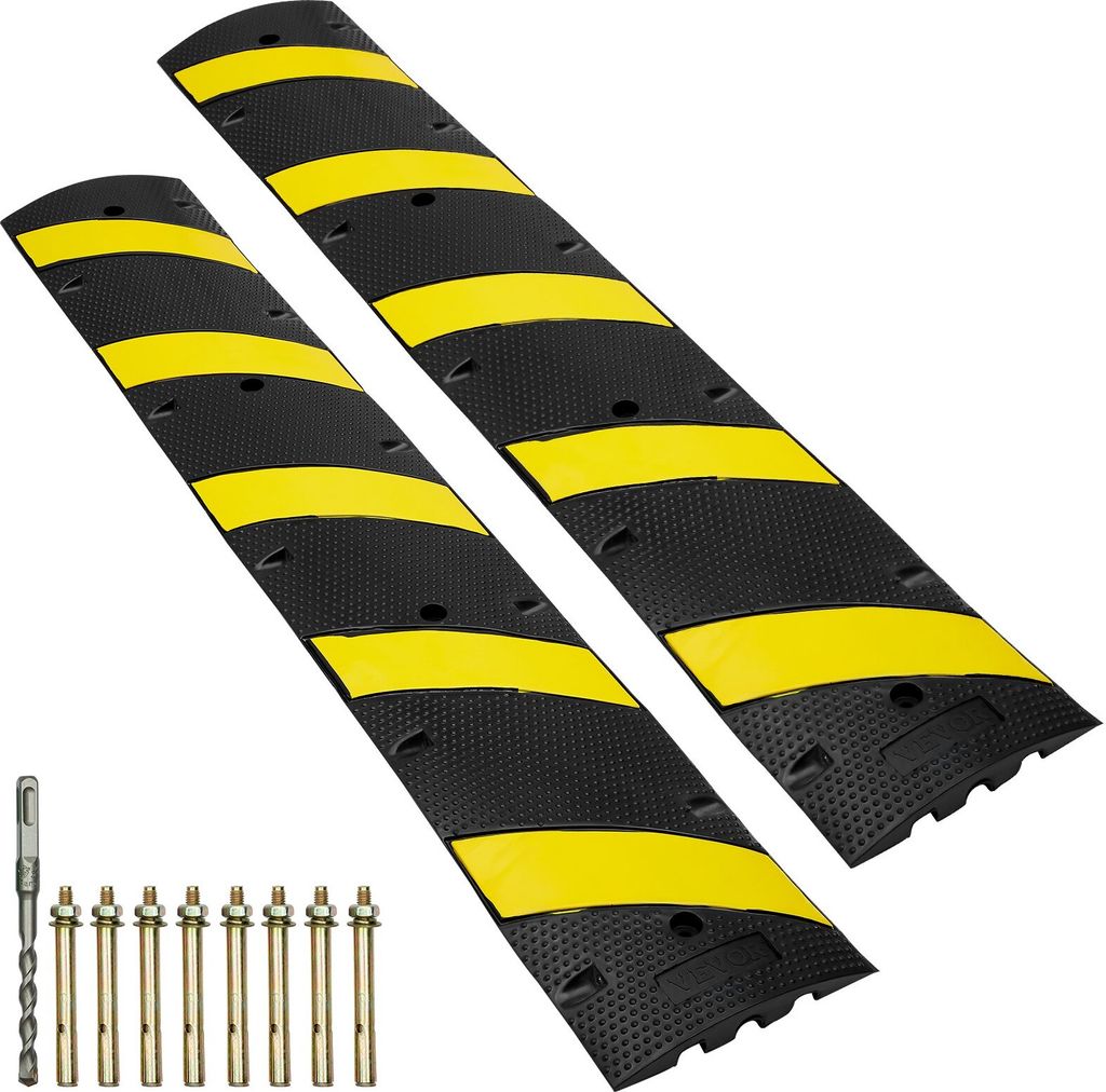 2er-Set 2-Kanal-Kabelschutzrampe Kabelbrücke Gummi Schlauchbrücke 183 x 30 x 4,5 cm Überfahrschutz 10000 kg (pro Achse) Tragfähigkeit Kabel Ram...