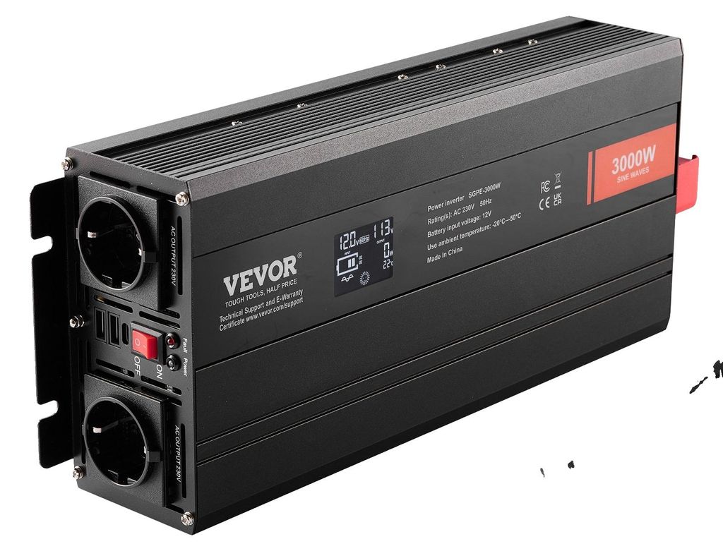 VEVOR Onduleur à onde sinusoïdale pure 3000W DC12V AC 230 V Image du produit 