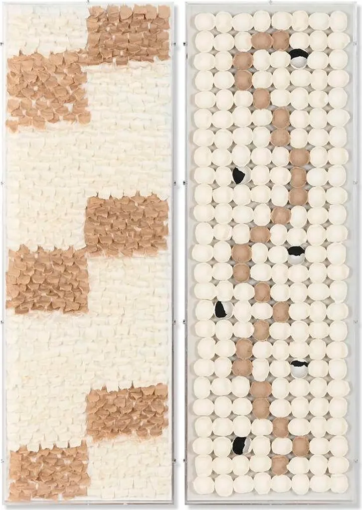 Tableau Home ESPRIT Abstrait Blanc Naturel Scandinave 40x120cm - 2 Pcs