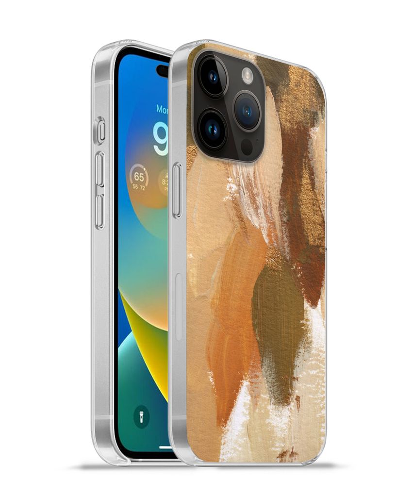 MuchoWow Handyhülle Schutzhülle Hülle für Apple iPhone 14 Pro - Softcase Farbe - Orange - Grün Silikon Softcase Handy Hülle - Umschlag