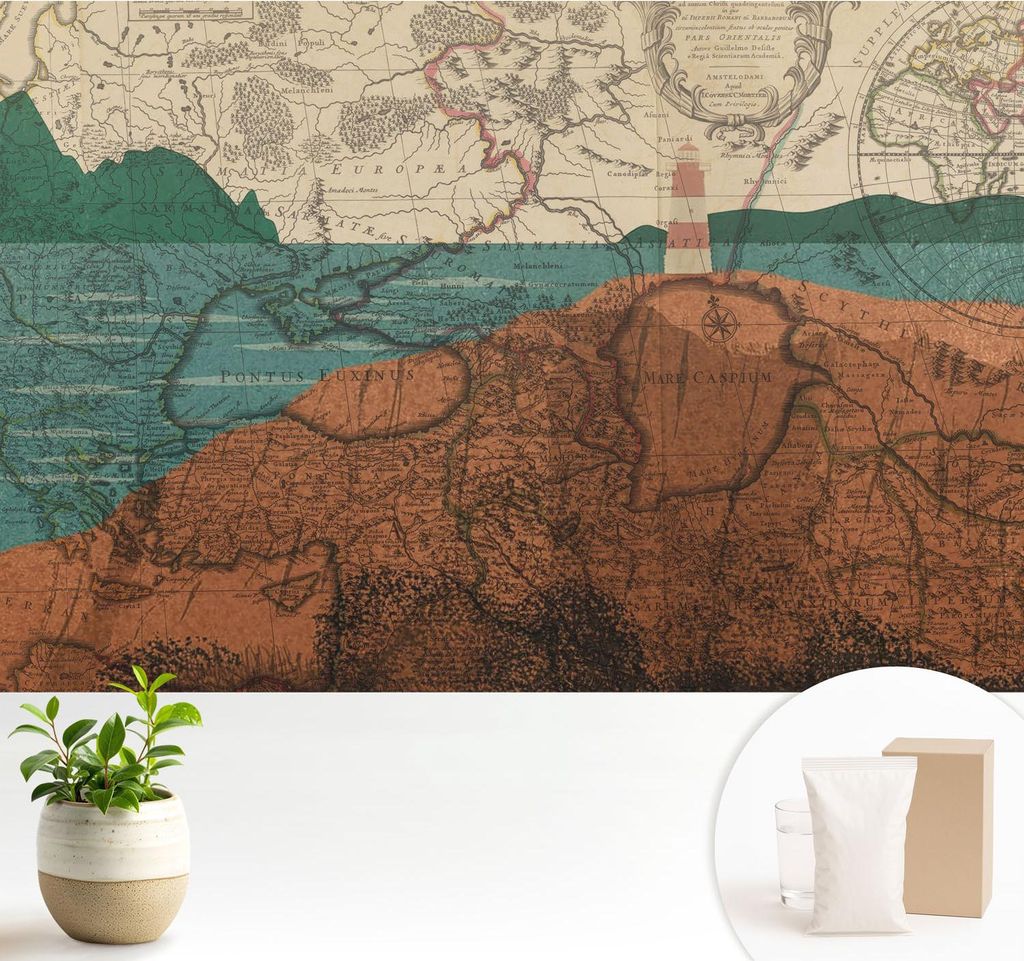 Fototapete - 104x70 cm - Tapete - Wandtapete - Wandbilder - Dekofolie - Tapete Folie - Wand - Dekoration - Wohnzimmer - Historische Karte