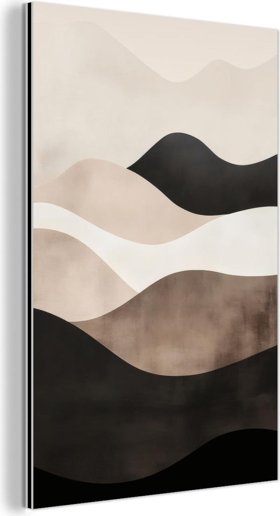 MuchoWow Wanddekoration Metall Metallbild Wandkunst 20x30 cm Abstrakt - Landschaft - Wellen - Cremefarben MuchoWow Aluminium Gemälde - Alu Dibond ...