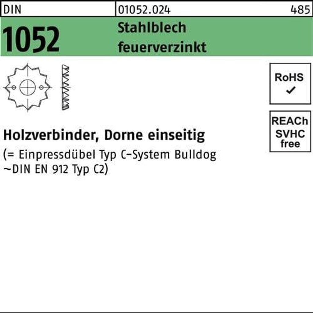 Reyher  Holzverbinder DIN1052 Typ C, tZn, 75 (100 Stück) Produktbild 