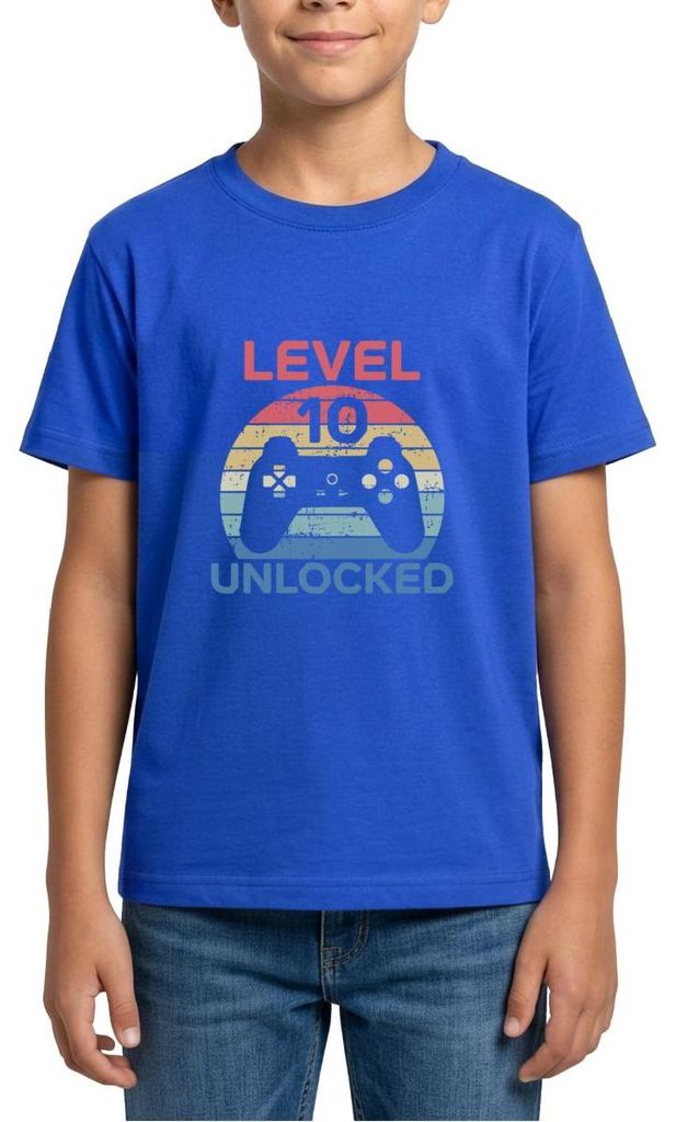 Spreadshirt Level 10 Unlocked 10. Geburtstag Teenager T-Shirt, 152/164 (12-14 Jahre), Royalblau