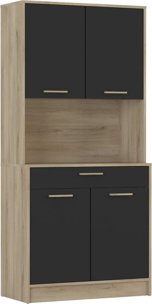 Buffet Diede-Kronberg chêne et noir mat : gagnez de l'espace avec style