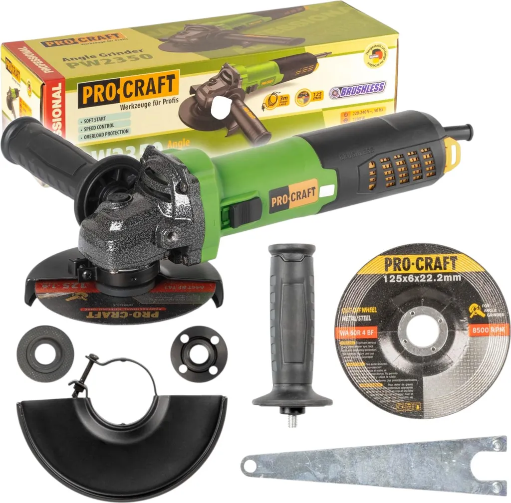 Meuleuse d'angle Brushless 1300W Procraft PW2350 - Puissance et légèreté