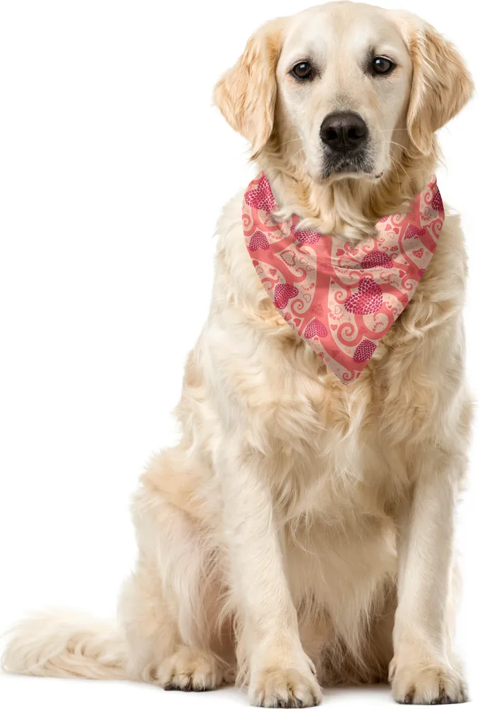 Bandana Pet Rosa Pesca ABAKUHAUS 55cm - Stampa Cuori Amore Romantica