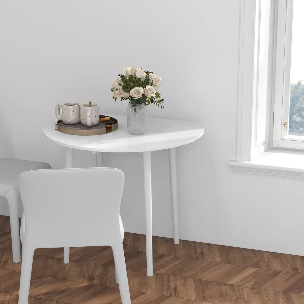Table pliante bois et blanc 89 cm - Design moderne HOMCOM, 2 abattants - 7