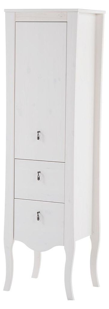 Badmöbel Badezimmer Schrank Holz Hochschrank weiß Badschrank Möbel 43x36x157cm