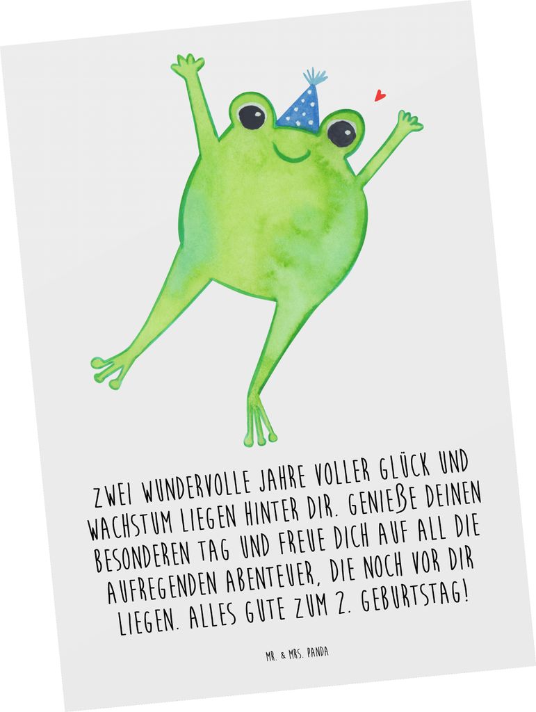 Mr. & Mrs. Panda Postkarte 2. Geburtstag - Weiß - Geschenk, Produktbild 