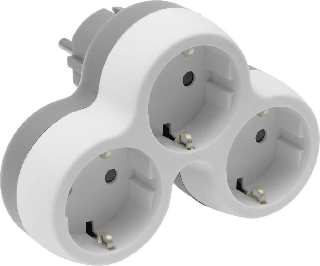 Adattatore tripla presa 3x Schuko 230V grigio-bianco Immagine del prodotto 