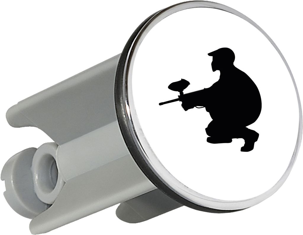 Huuraa Waschbeckenstöpsel Paintball Silhouette 4cm höhenverstellbar Abflussstopfen Geschenkidee