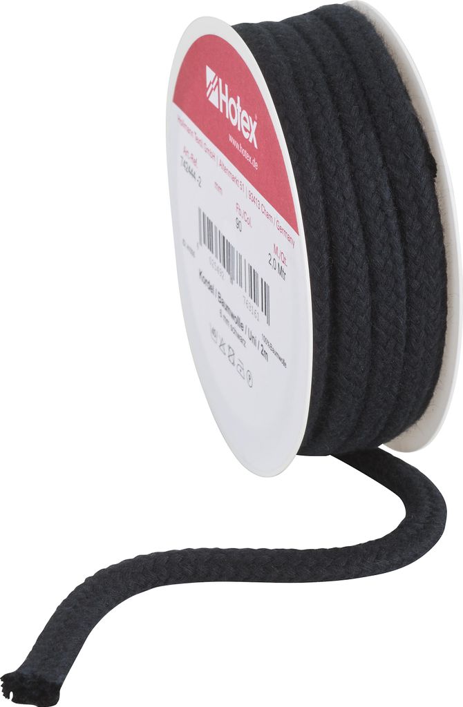 Baumwollkordel, 6 mm, 2 m Schwarz Produktbild 