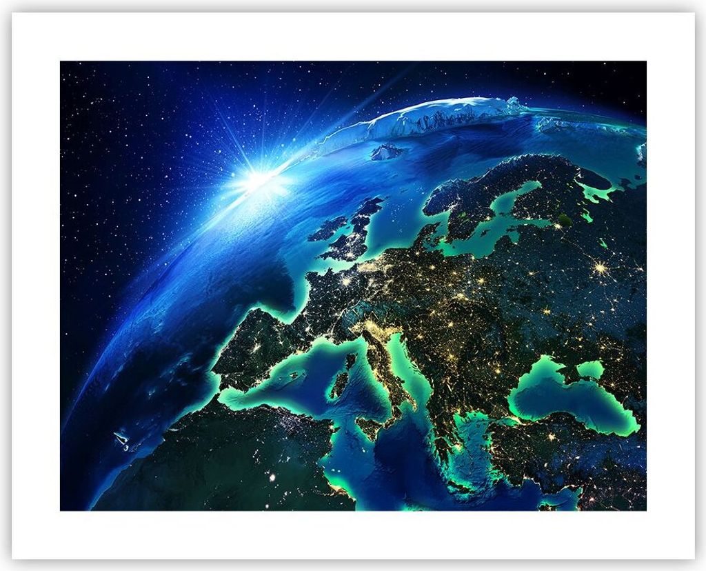 Poster - Poster ohne Rahmen - Nacht raum welt ansicht - 50x40 cm - Wand Bild - Wanddeko - Wandbilder - Kunstposter - Wandposter - Bilder - Kunstdru...