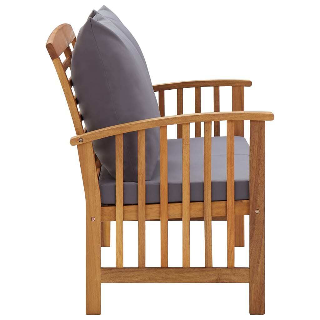 Cloris DesignMöbel Gartenbänke - Grau Gartenbank mit Kissen 119cm Massivholz Akazie Schlichtes9143469