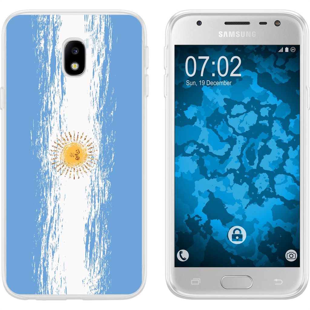 PhoneNatic Case kompatibel mit Samsung Galaxy J3 2017 Silikon-Hülle WM Argentinien M1