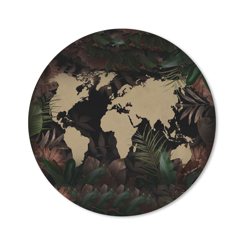 MuchoWow Mauspad Mousepad Weltkarte - Vintage - Blumen 40x40 cm - Mousepads - Maus Mat - Pad - Mausunterlage - Schreibtisch Accessoires