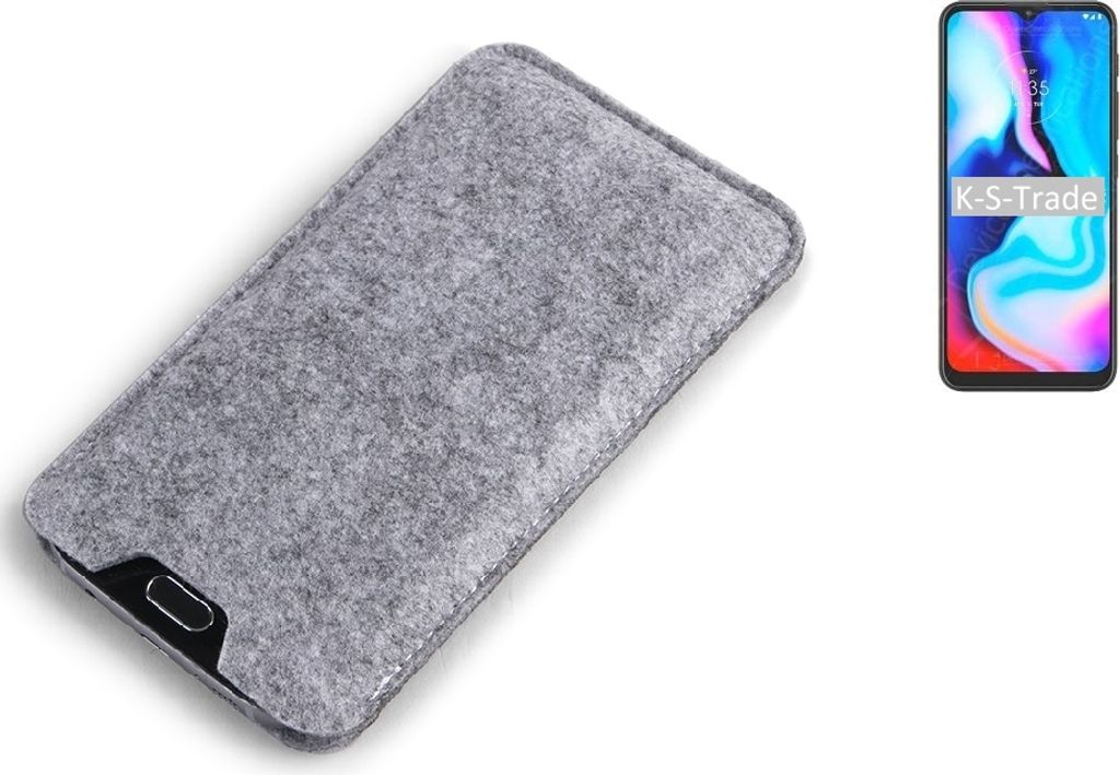 K-S-Trade Filz Handyhülle kompatibel mit Motorola Moto E7 Plus Schutzhülle Filztasche Filz Tasche Case Sleeve Handy Hülle Filzhülle grau