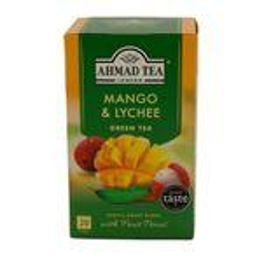 Grüntee Ahmad Tea | Mango & Lychee | Aromatisierter Grüner Tee mit Mango- und Litschigeschmack | 20 Teebeutel