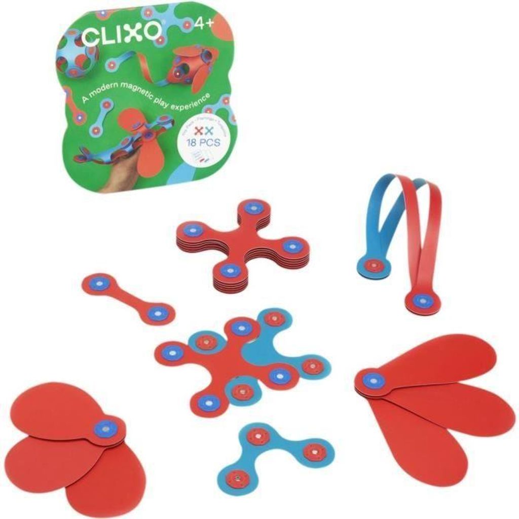 Itsy CLIXO Magnetisches Konstruktionsspielzeug, Flamingo/Türkis, 18 Teile, Magnetisches Bauspielzeug, Kreatives Lernspielzeug ab 4 Jahren