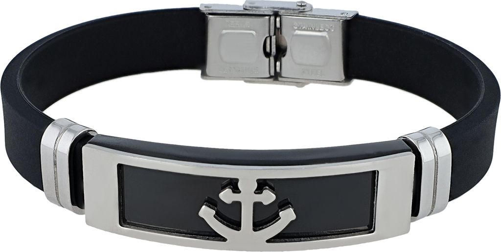 Akzent Silikon Armband "Rylan" mit Edelstahlelemente, Produktbild 