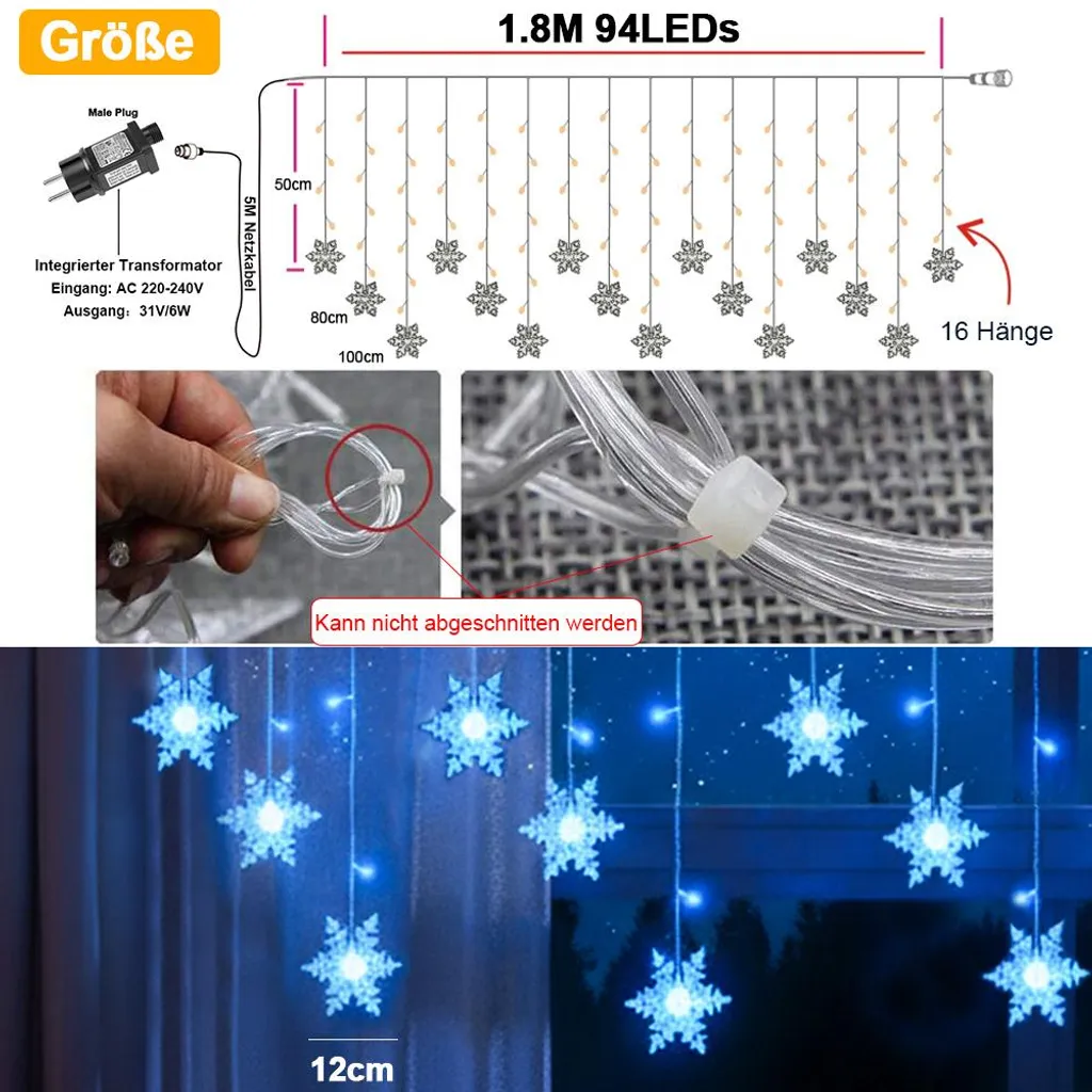 Cerchietto Luminoso Led A Fiocco Di Neve Blu – Accessorio Per Capelli Per Natale E Capodanno, Per Donne E Ragazze