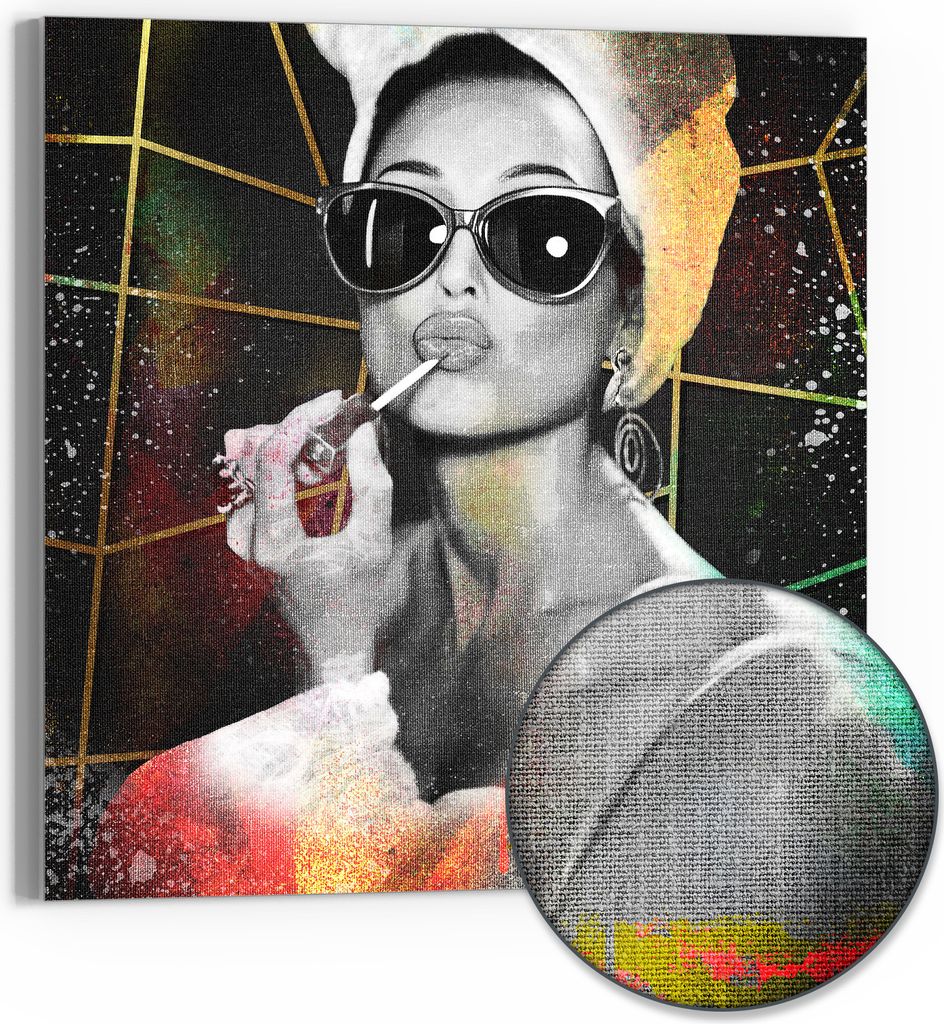 DEQOART Hybrid Leinwand Bild 30x30 cm 'Stilvolle Attitüde' Wandbild Glas flach modern