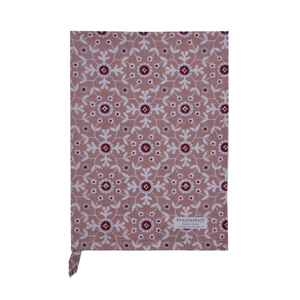 Krasilnikoff – Geschirrtuch KW13383 – Square Dance Flowers, rose / Square Dance Blumen, rosa