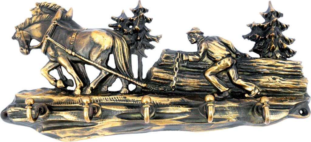 Messing Wandhaken - Forstarbeiten, 5 Haken