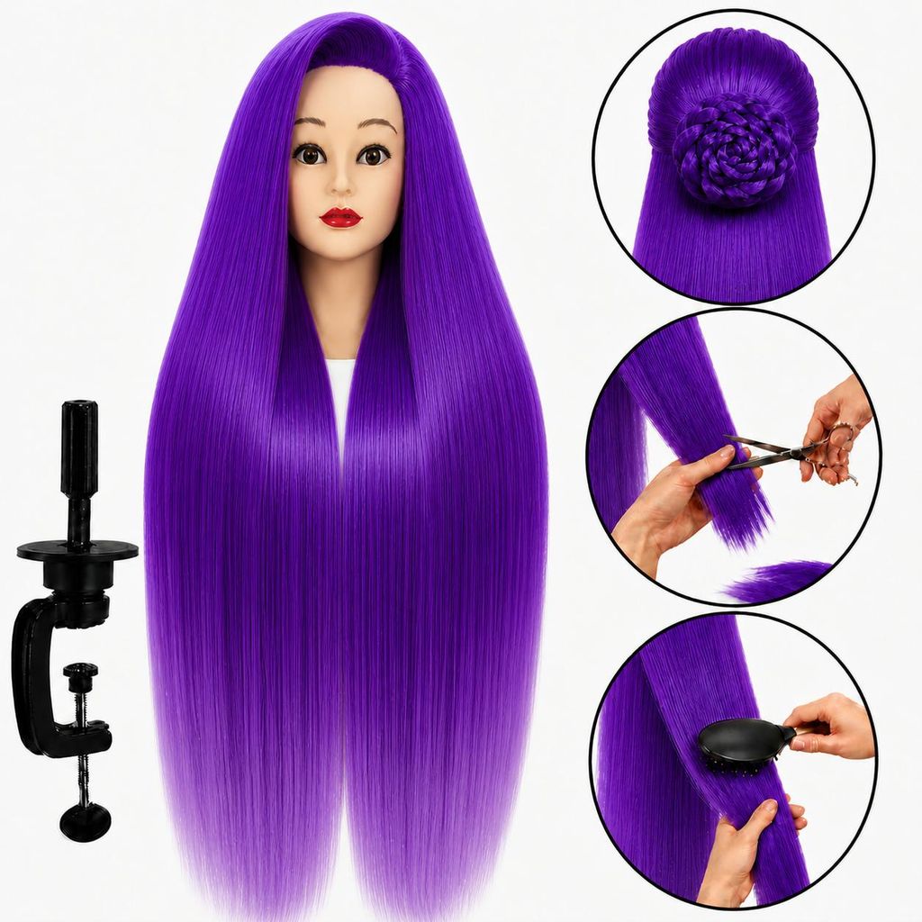 Tête à coiffer Iza cheveux thermiques 70 cm avec trépied Image du produit  Image générée par une IA