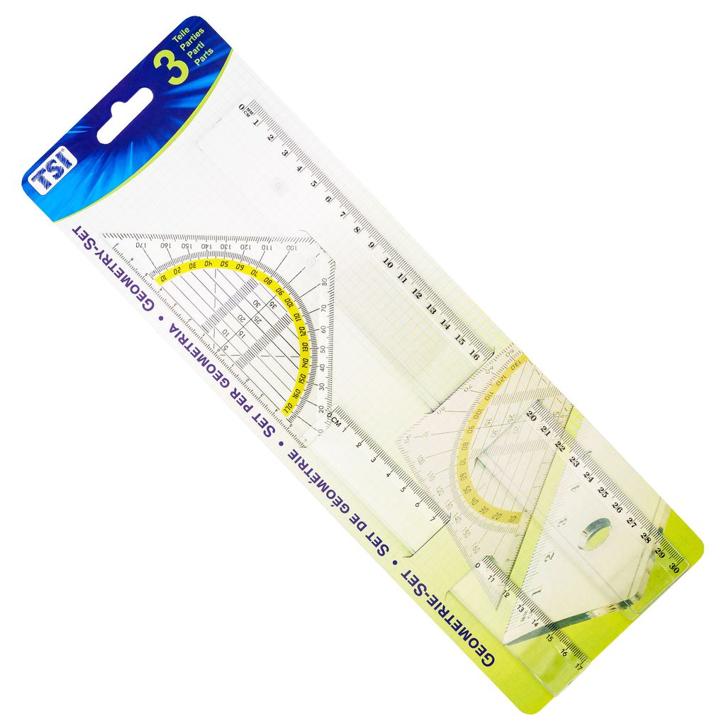 TSI Zeichengarnitur 3-tlg.:Lineal 30 cm,17cm,Geodreick Produktbild 