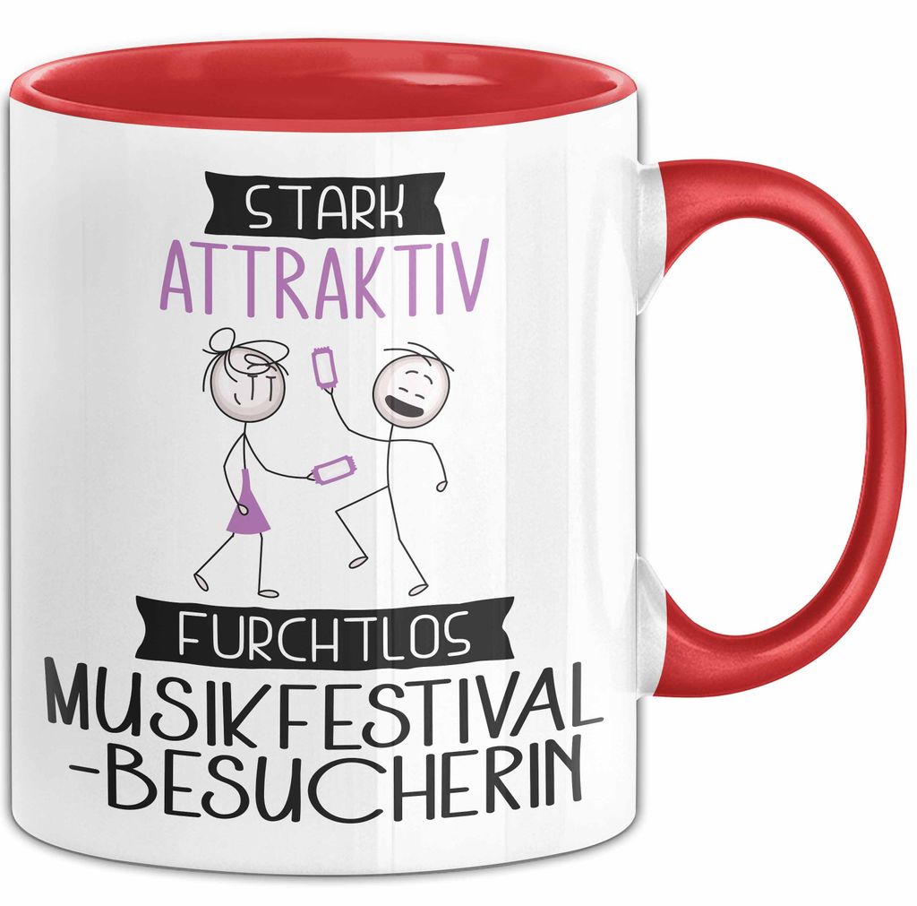 Musikfestival-Besucherin Tasse Geschenk Becher Stark Attraktiv Furchtlos Musikfestival-Besucherin Lustige Geschenkidee (Rot)