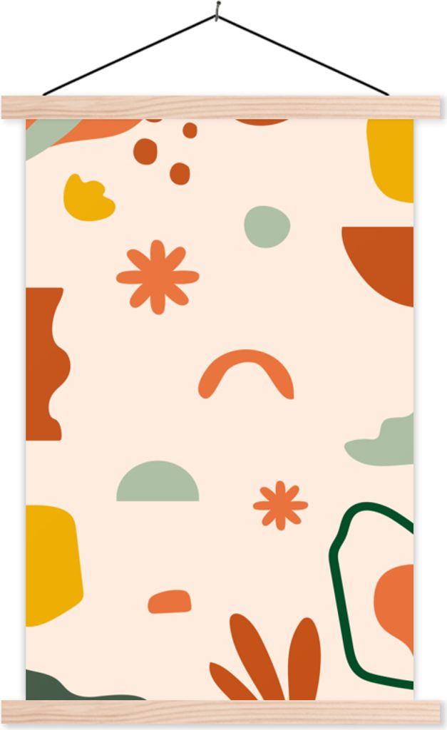 MuchoWow Textilposter Design - Sommer - Abstrakt 40x60 cm mit holzfarbenen Rahmen - Poster