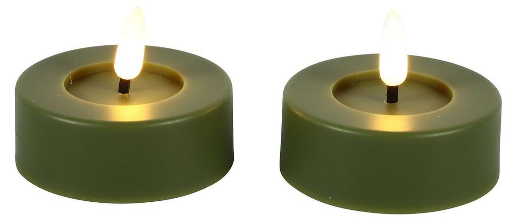 Countryfield LED tea light rustico maxi verde 2 pezzi con Immagine del prodotto 